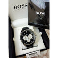 Hugo Boss Driver Black Dial Black Leather Strap Watch for Men - 1512879