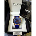 Hugo Boss Ambassador Chronograph Blue Dial Blue Leather Strap Watch For Men - HB1513320