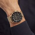 Hugo Boss Admiral Chronograph Black Dial Gold Mesh Bracelet Watch for Men - 1513906