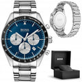 Hugo Boss Trophy Chronograph Blue Dial Silver Steel Strap Watch for Men - 1513630