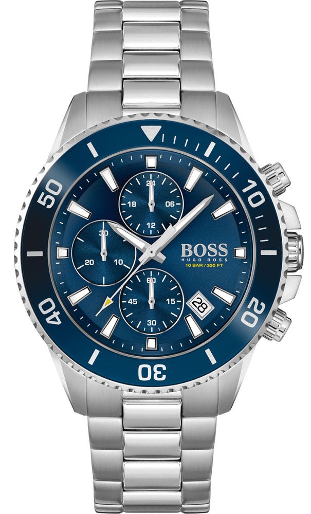 Hugo Boss Admiral Blue Dial Silver Steel Strap Watch for Men - 1513907