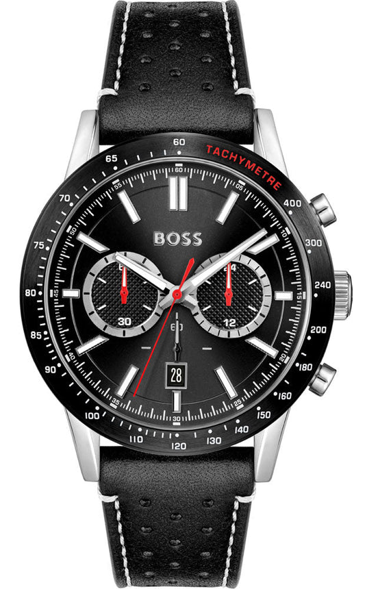 Hugo Boss Allure Black Dial Black Leather Strap Watch for Men - 1513920