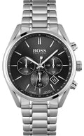 Hugo Boss Champion Black Dial Silver Steel Strap Watch for Men - 1513871