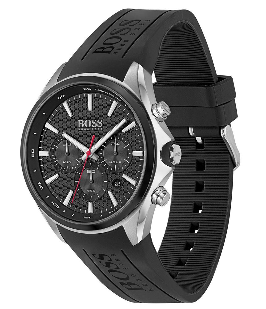 Hugo Boss Distinct Black Dial Black Rubber Strap Watch for Men - 1513855