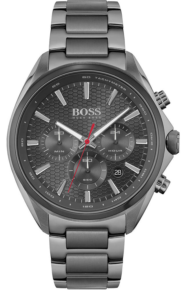 Hugo Boss Distinct Grey Dial Gren Steel Strap Watch for Men - 1513858