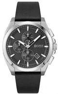 Hugo Boss Grandmaster Chronograph Black Dial Black Leather Strap Watch for Men - 1513881