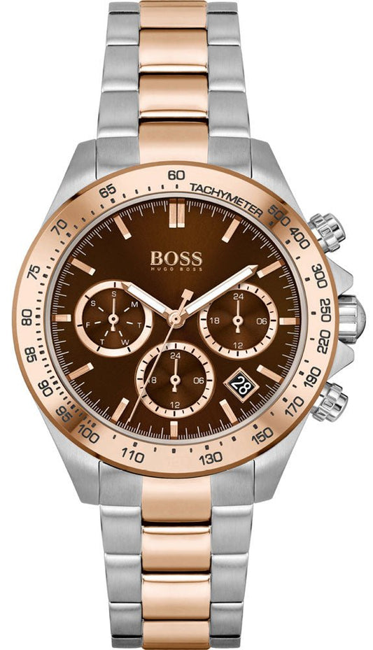 Hugo Boss Novia Brown Dial Two Tone Steel Strap Watch for Women - 1502617