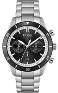 Hugo Boss Santiago Chronograph Black Dial Silver Steel Strap Watch for Men - 1513862