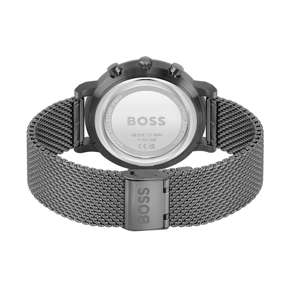 Hugo Boss Skymaster Chronograph Grey Dial Grey Mesh Bracelet Watch for Men  - 1513934