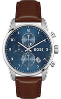 Hugo Boss Skymaster Blue Dial Brown Leather Strap Watch for Men - 1513940