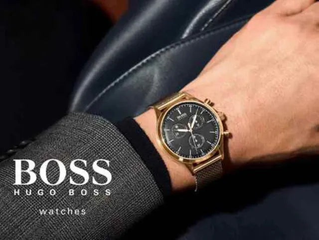 Hugo Boss Companion Quartz Black Dial Rose Gold Mesh Bracelet Watch For Men - HB1513548