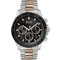 Hugo Boss Here Chronograph Black Dial Two Tone Steel Strap Watch for Men - 1513757