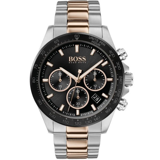 Hugo Boss Here Chronograph Black Dial Two Tone Steel Strap Watch for Men - 1513757