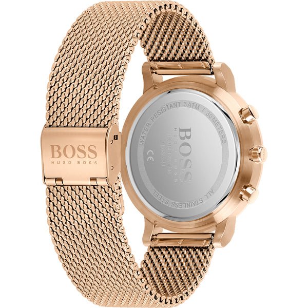 Hugo Boss Integrity Black Dial Gold Mesh Bracelet Watch for Men - 1513808