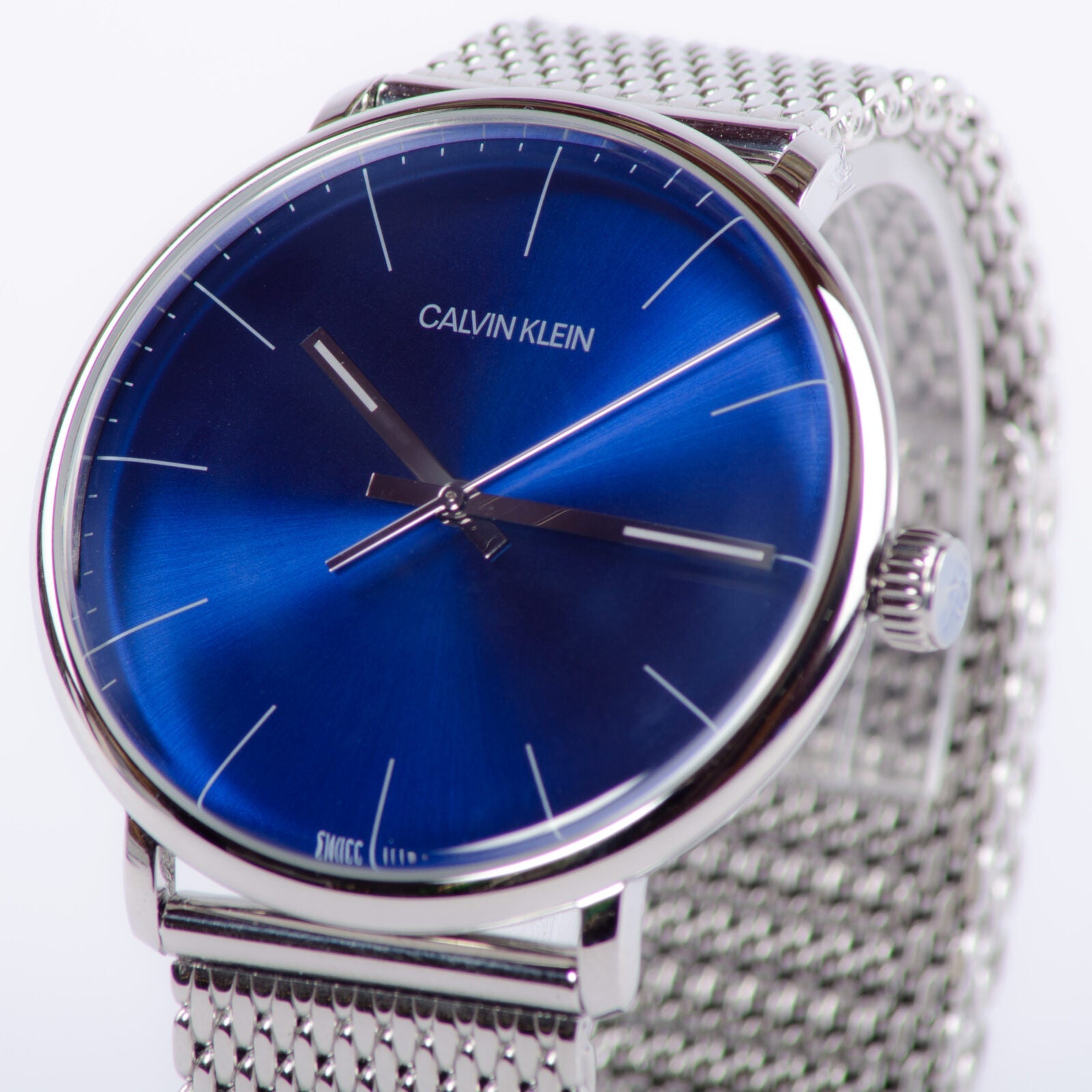 Calvin Klein High Noon Quartz Blue Dial Silver Mesh Bracelet Watch for Men - K8M2112N