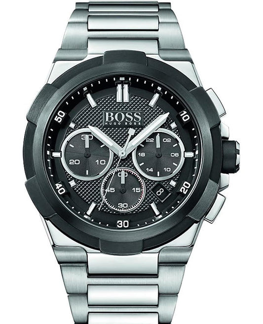 Hugo Boss Supernova Chronograph Black Dial Silver Steel Strap Watch for Men - 1513359