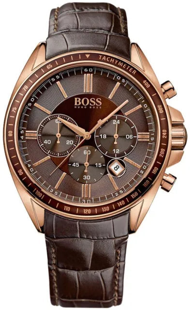 Hugo Boss Driver Chronograph Brown Dial Brown Leather Strap Watch For Men - HB1513093