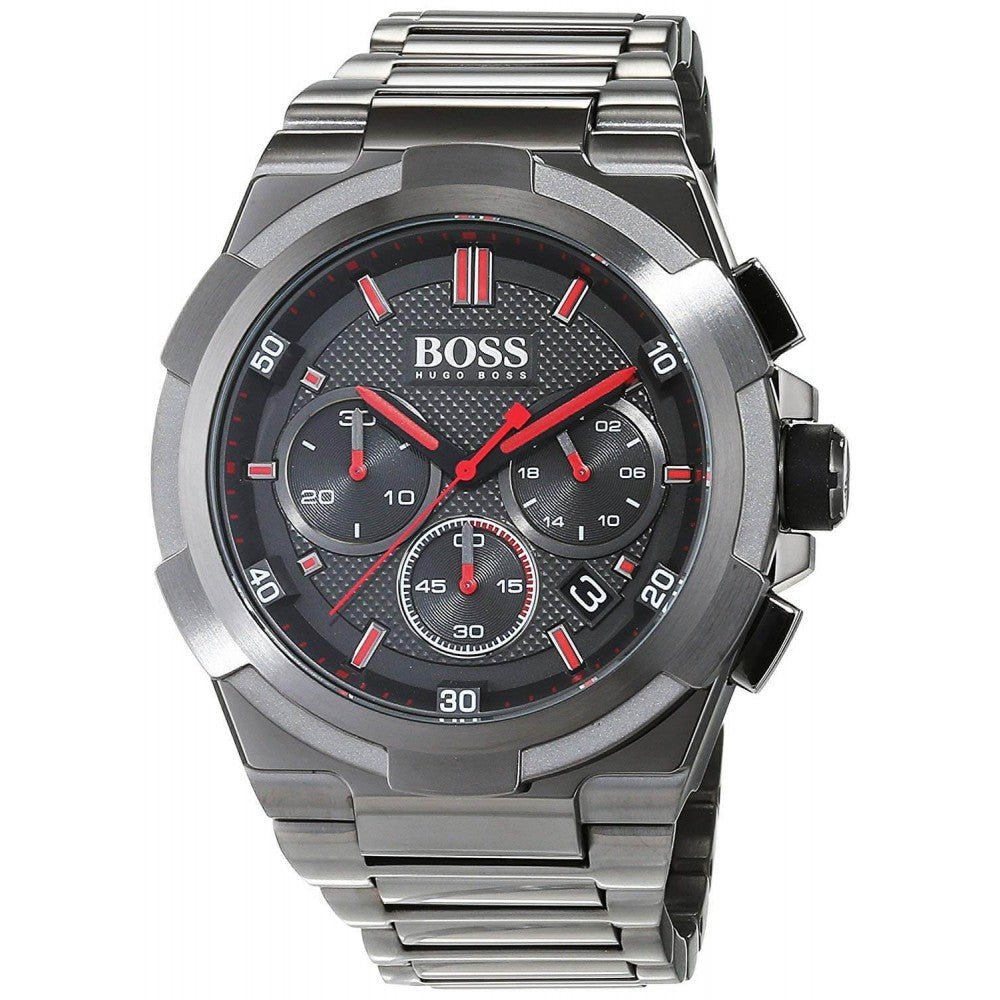 Hugo Boss Supernova Chronograph Grey Dial Grey Steel Strap Watch for Men - 1513361