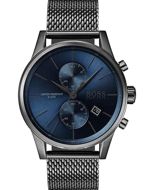 Hugo Boss Jet Blue Dial Gunmetal Mesh Bracelet Watch for Men  - 1513677