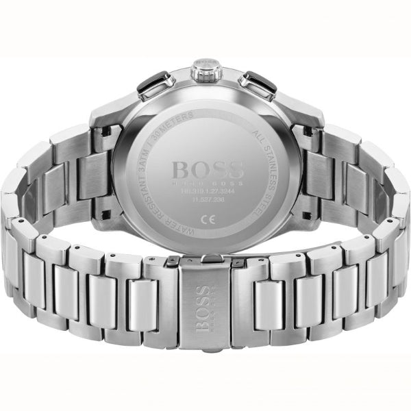 Hugo Boss Peak Chronograph Black Dial Silver Steel Strap Watch for Men - 1513762