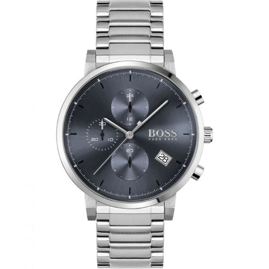 Hugo Boss Integrity Blue Dial Silver Steel Strap Watch for Men - 1513779