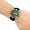 Hugo Boss Skymaster Chronograph Blue Dial Black Leather Strap Watch for Men - 1513783