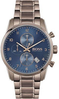 Hugo Boss Skymaster Chronograph Blue Dial Brown Steel Strap Watch for Men - 1513788