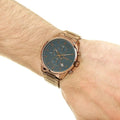 Hugo Boss Skymaster Chronograph Blue Dial Brown Steel Strap Watch for Men - 1513788