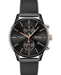 Hugo Boss Associate Black Dial Black Mesh Bracelet Watch for Men - 1513769