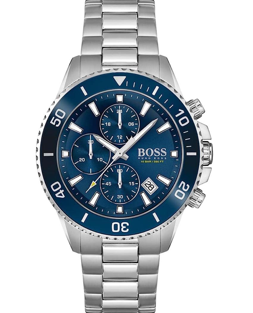 Hugo Boss Admiral Blue Dial Silver Steel Strap Watch for Men - 1513907