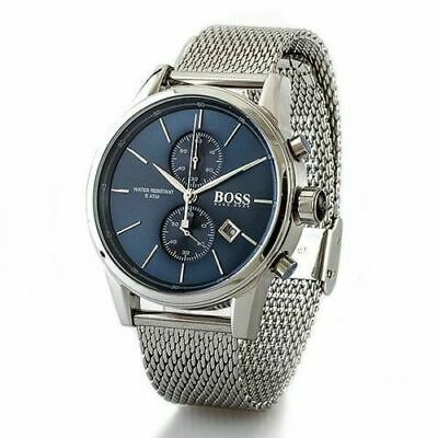 Hugo Boss Jet Blue Dial Silver Mesh Bracelet Watch for Men - 1513441