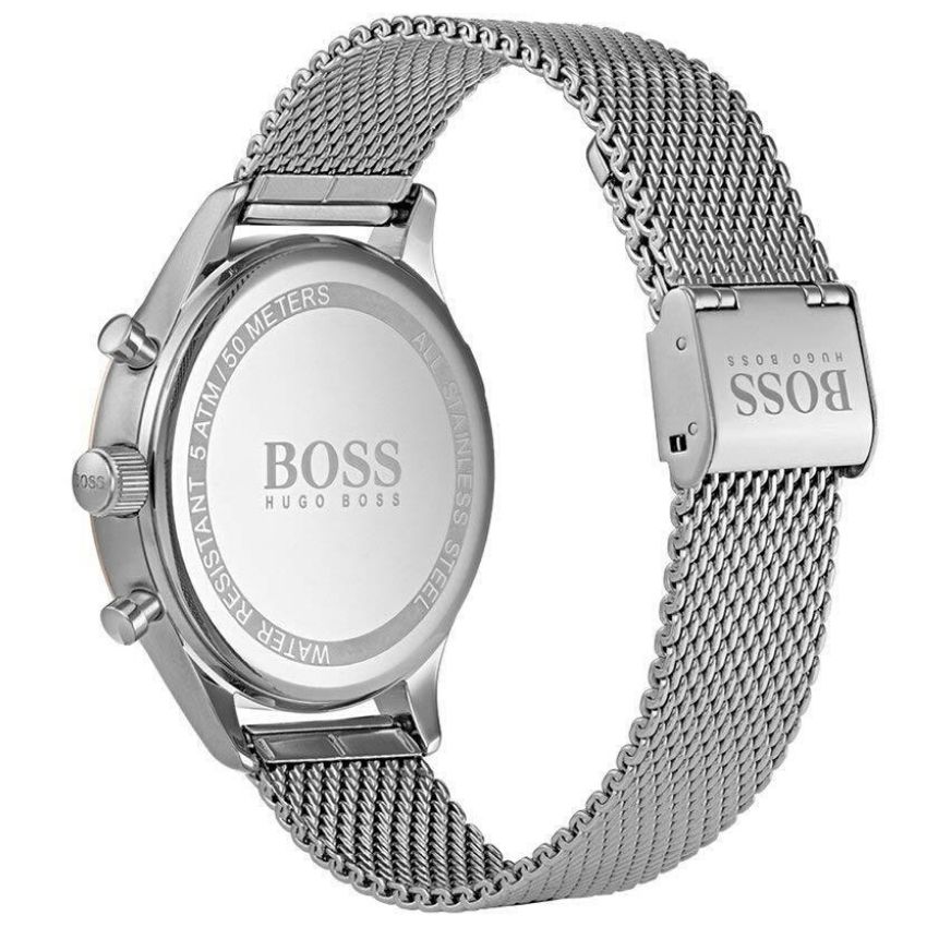 Hugo Boss Jet Blue Dial Silver Mesh Bracelet Watch for Men - 1513441