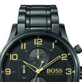 Hugo Boss Aeroliner Black Dial Black Steel Strap Watch for Men - 1513275