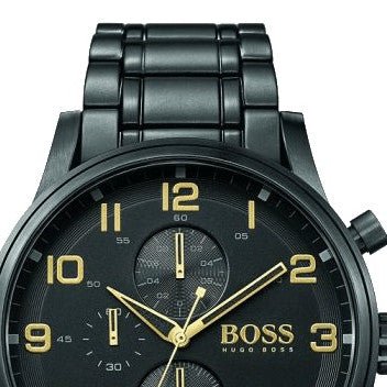 Hugo Boss Aeroliner Black Dial Black Steel Strap Watch for Men - 1513275