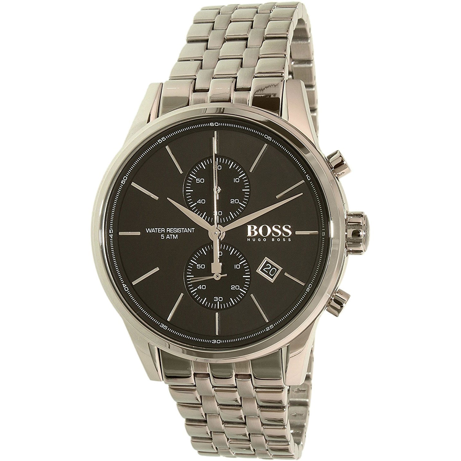 Hugo Boss Jet Chronograph Black Dial Silver Steel Strap Watch for Men - 1513383