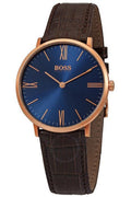 Hugo Boss Classic Jackson Blue Dial Brown Leather Strap Watch for Men - 1513458