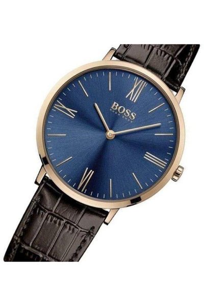 Hugo Boss Classic Jackson Blue Dial Brown Leather Strap Watch for Men - 1513458