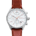 Hugo Boss Grand Prix White Dial Brown Leather Strap Watch for Men - 1513475