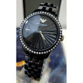 Emporio Armani Ceramica Black Dial with Crystals Black Ceramic Strap Watch For Women - AR1478