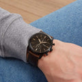 Fossil Goodwin Chronograph Black Dial Black Leather Strap Watch for Men - FS5585