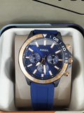 Fossil Bannon Multifunction Blue Dial Blue Silicone Strap Watch for Men - BQ2498