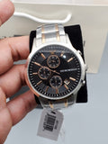 Emporio Armani Chronograph Black Dial Two Tone Steel Strap Watch For Men - AR11165