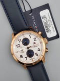 Tommy Hilfiger Trent Quartz White Dial Blue Leather Strap Watch for Men - 1791139