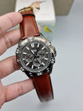 Fossil Garrett Chronograph Grey Dial Brown Leather Strap Watch for Men - FS5770