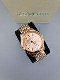 Michael Kors Slim Runway Rose Gold Dial Rose Gold Stainless Steel Strap Watch for Women - MK3197