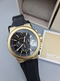 Michael Kors Dylan Chronograph Black Dial Black Rubber Strap Watch for Men - MK8445