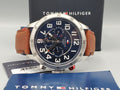 Tommy Hilfiger Trent Quartz Blue Dial Brown Leather Strap Watch for Men - 1791066