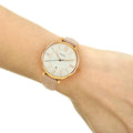 Fossil Jacqueline White Dial Pink Leather Strap Watch for Women - ES3988