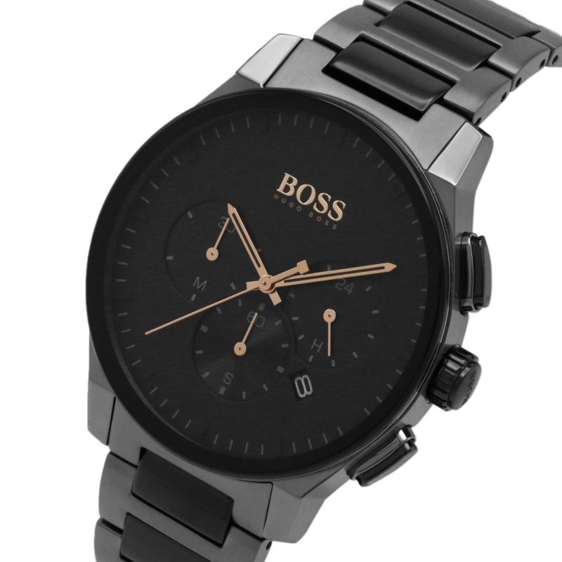 Hugo Boss Peak Black Dial Black Steel Strap Watch for Men - 1513814