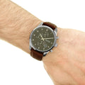 Hugo Boss Skymaster Grey Dial Brown Leather Strap Watch for Men - 1513787